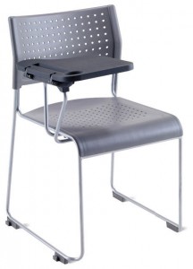 Public chair with writing tablet